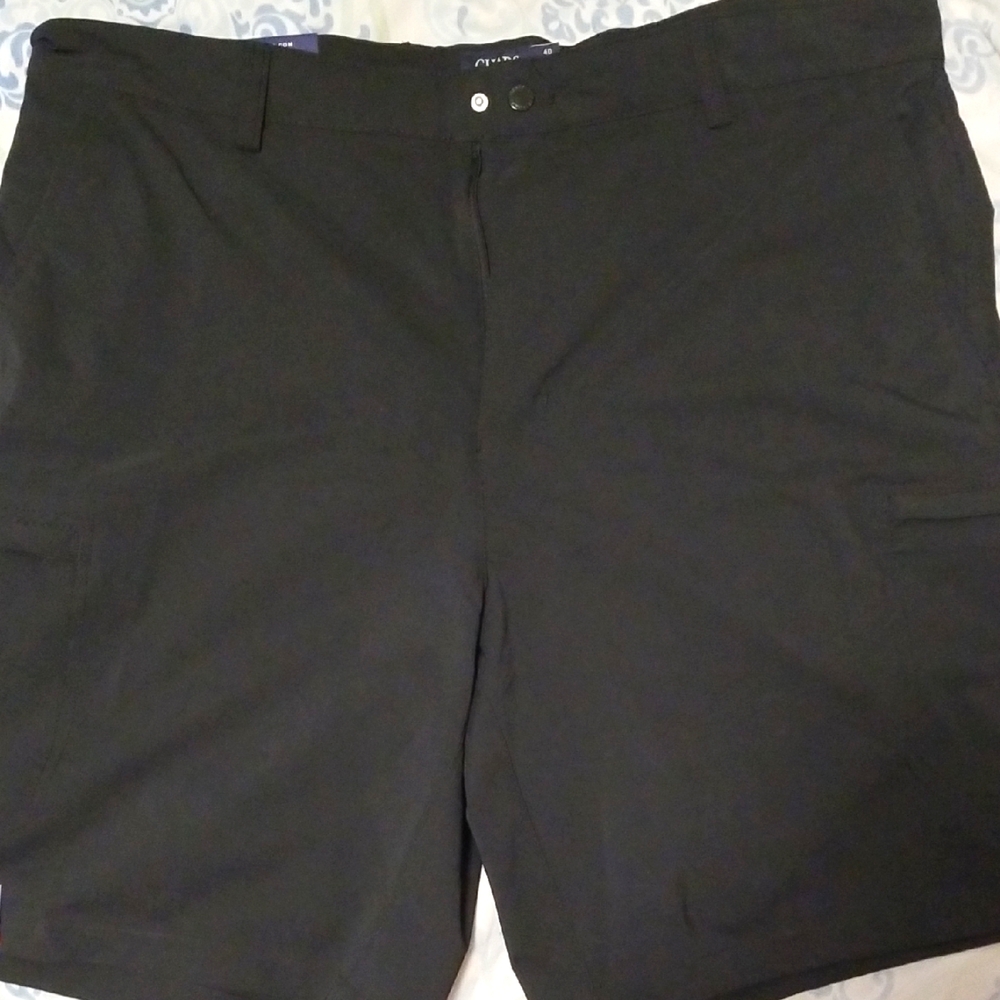 Chaps Black Flat Front Shorts with Comfortable Fit